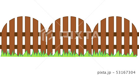 Picket fence, wooden textured with grass.  53167304