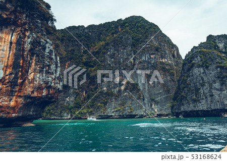 Long-tail boat travel to the island,Phi Phi Island 53168624