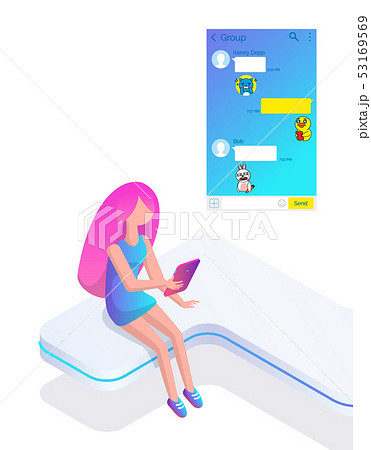 Popular Messenger, Teenager Girl with Phone 53169569