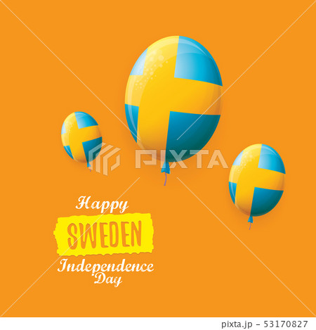 sweden indepedence day celebration banner or poster with greeting text and balloons in sky. vector sweden indepedence day celebration banner or poster with greeting text and balloons in sky. vector 53170827