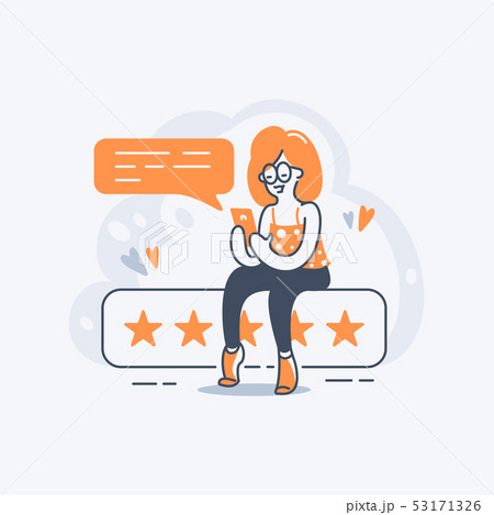 The girl with the phone sends a review The girl with the phone sends a review 53171326