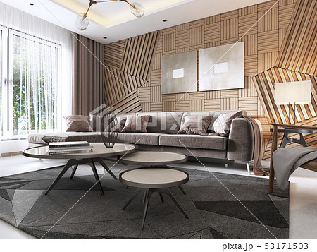 Luxurious living room in Contemporary style with 53171503