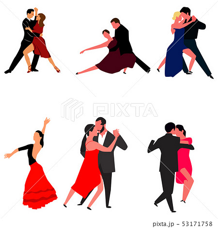 Set Of Tango Dancers Isolated On White Vector のイラスト素材