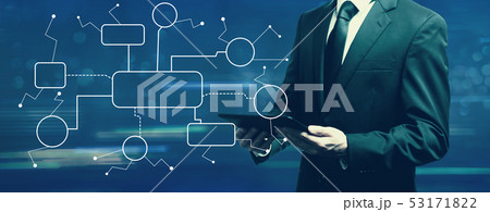 Flowchart with businessman Flowchart with businessman 53171822