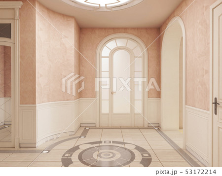 The interior of the lobby is in classical style in 53172214