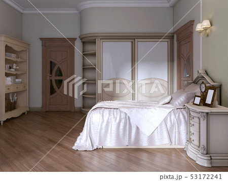 Luxurious bedroom with two single beds in a 53172241