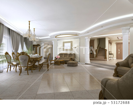 A modern classic living room in an art deco style A modern classic living room in an art deco style 53172688