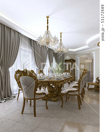 Modern classic dining table in a luxurious baroque Modern classic dining table in a luxurious baroque 53172689