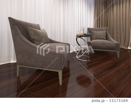Two luxurious soft armchairs in the evening 53173169