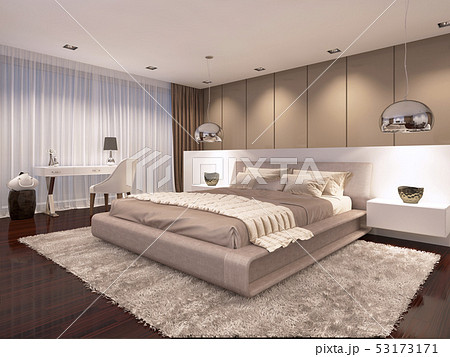luxurious bedroom in the evening light 53173171