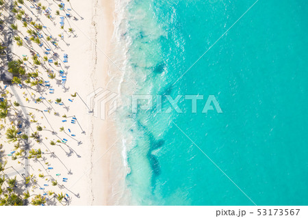 Aerial view from drone on caribbean seashore Aerial view from drone on caribbean seashore 53173567