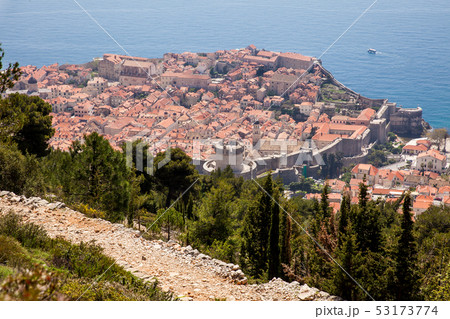 Dubrovnik city from Mount Srd walking trail Dubrovnik city from Mount Srd walking trail 53173774