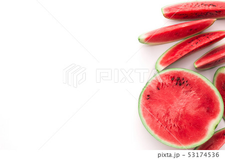 Cut fresh red watermelon on white background 53174536