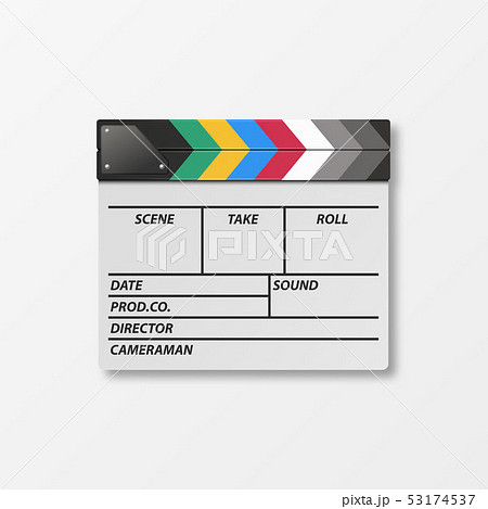 Vector 3d Realistic Blank Closed Movie Film Clap Board Icon Closeup Isolated on White Background 53174537