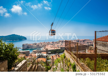 View of Dubrovnik city and cable car 53175502