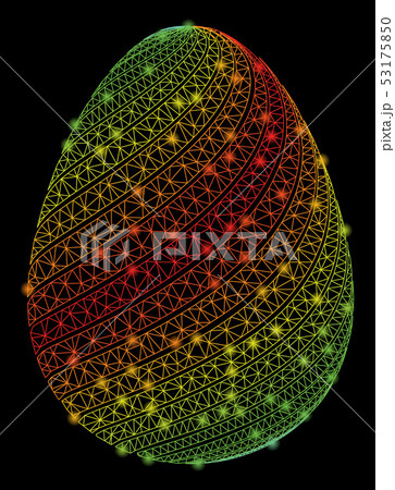 Bright Mesh Wire Frame Abstract Egg with Diagonal Stripes with Flare Spots 53175850