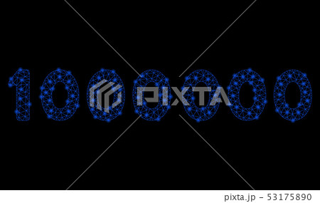 Bright Mesh Wire Frame 1000000 Digits Text with Flare Spots 53175890