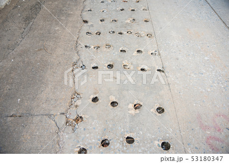 sewage drainage near the road  fixing line. 53180347