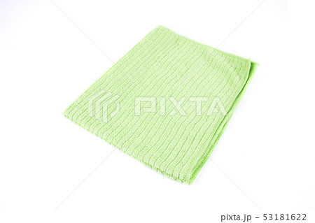 Green cleaning rag microfiber cloth isolated Green cleaning rag microfiber cloth isolated 53181622