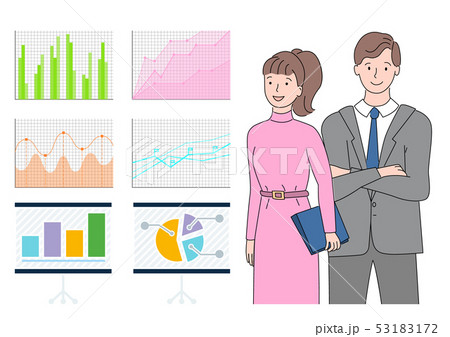 Man and Woman Looking at Statistics on Board 53183172