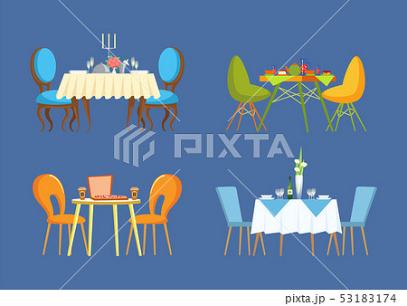 Urban and Elegant Table Serving with Dishes Vector 53183174