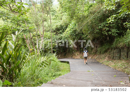 Asian woman hiking Asian woman hiking 53183502