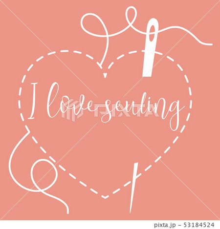 Stitched heart and needle with thread Sewing Stitched heart and needle with thread Sewing 53184524