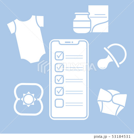 Smartphone with checklist newborn baby accessories 53184531