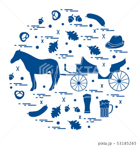 various symbols of Germany arranged in a circle 53185265