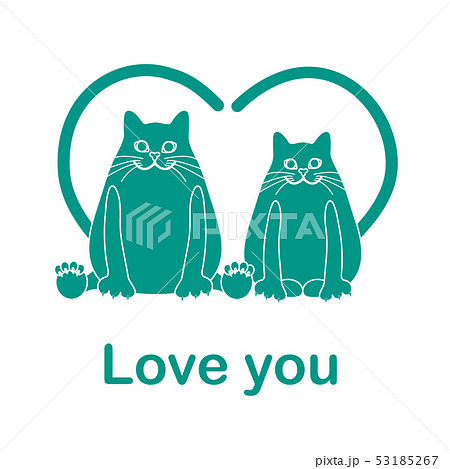 Greeting card of two cats with heart shaped tails Greeting card of two cats with heart shaped tails 53185267