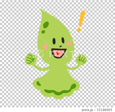 しずくのキャラクター・横向き・緑　（びっくりマーク） 53186005
