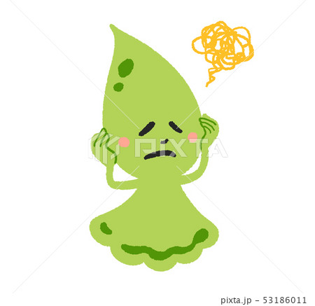 しずくのキャラクター・横向き・緑　（困る） 53186011
