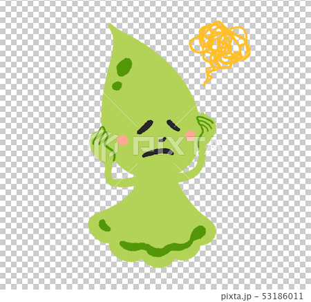 しずくのキャラクター・横向き・緑　（困る） 53186011