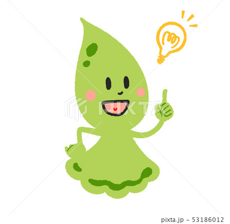 しずくのキャラクター・横向き・緑　（電球） 53186012