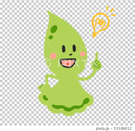しずくのキャラクター・横向き・緑　（電球） 53186012