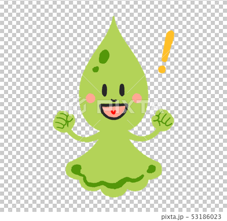 しずくのキャラクター・正面・緑　（びっくりマーク） 53186023