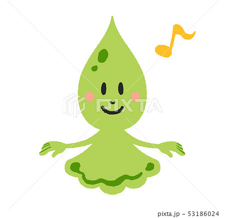 しずくのキャラクター 正面 緑 オンプ のイラスト素材