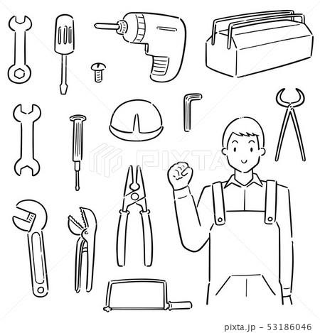 vector set of mechanic and repairing tool 53186046