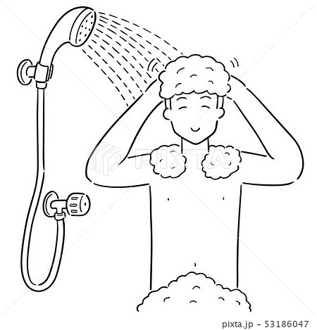 vector of man showering 53186047