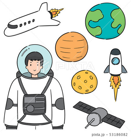 vector set of astronaut 53186082