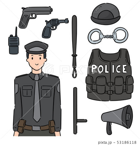 vector set of police and equipment 53186118