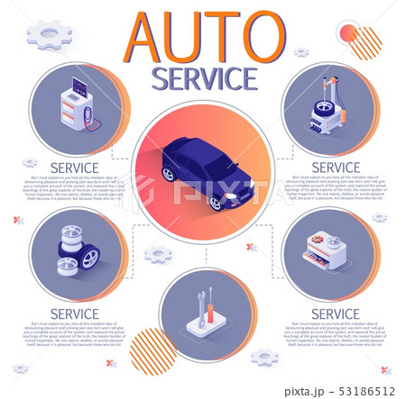 Banner with Isometric Infographic for Auto Service Banner with Isometric Infographic for Auto Service 53186512