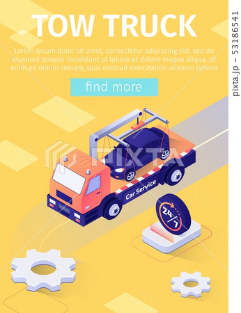 Poster with Fulltime Tow Truck Assistance Offer 53186541