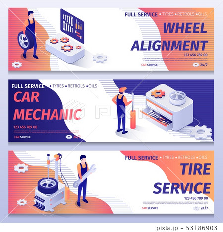 Set of Banners for Repair and Tire Fitting Service 53186903