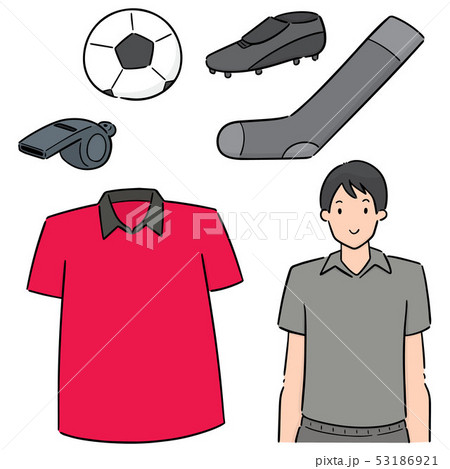 vector set of soccer player and soccer equipment 53186921