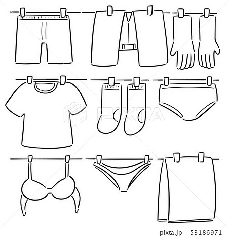 vector set of drying clothes 53186971