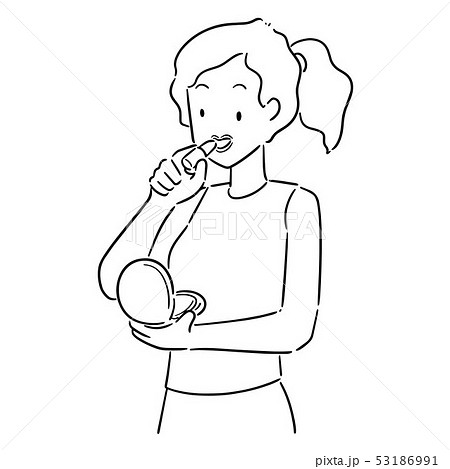Vector Of Woman Using Lipstickのイラスト素材