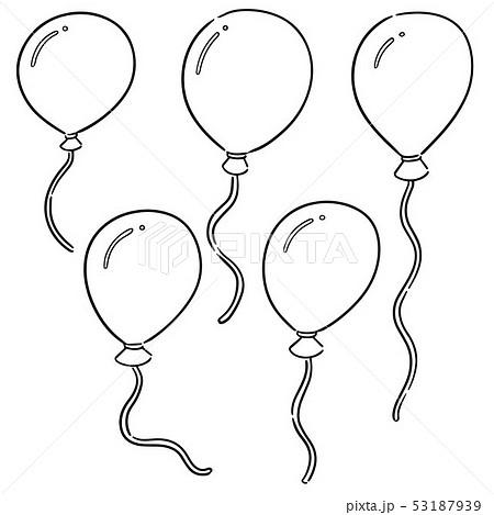 創作【Happy balloon】A5 手描きイラスト 下絵付き vector set of balloonのイラスト素材 [53187939] - PIXTA