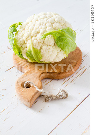 Califlower on white wood background 53190457