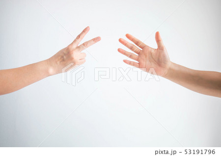 Scissors and paper symbol in rock paper scissors. 53191796
